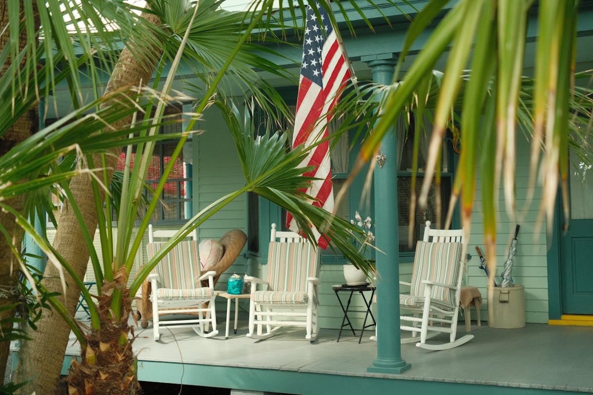 Southern home porch with window tinting