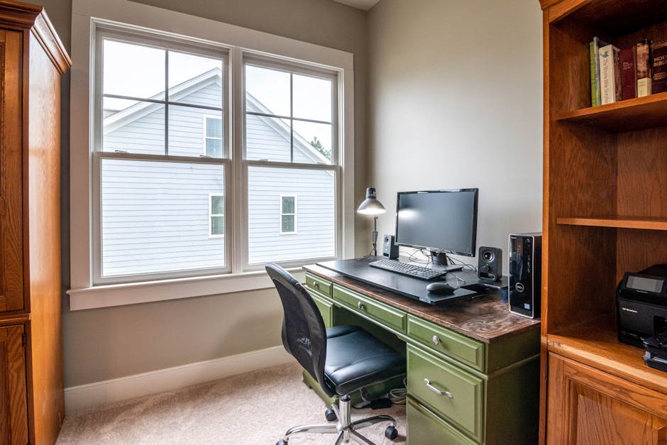 Glare-reducing window film for a New Orleans home office
