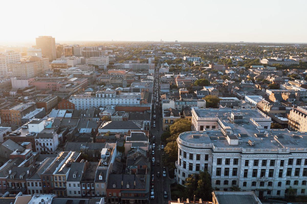 Aerial view of historic New Orleans, the city Big Easy Home Tint proudly serves